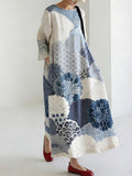 Robe en Lin de Style Japonais pour Femmes avec Motif Floral