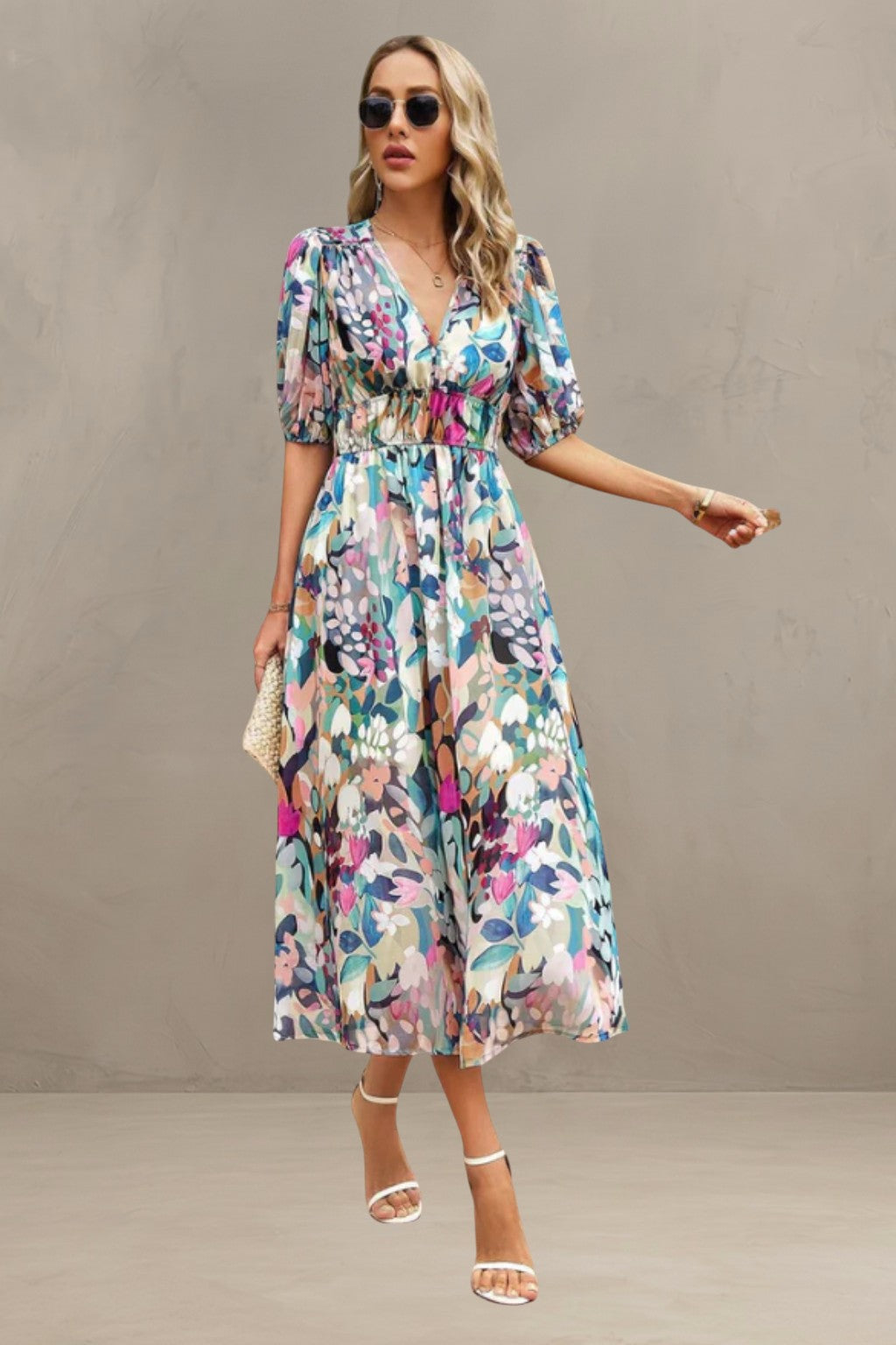 ASTELLA | ROBE MIDI FLORALE FLATTEUSE