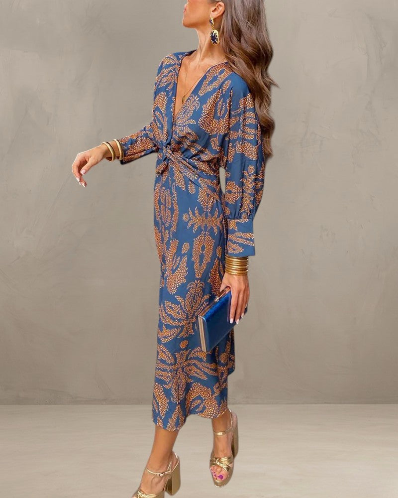 MINA | ROBE ÉLÉGANTE AVEC MANCHES LONGUES ET IMPRIMÉ FLORAL