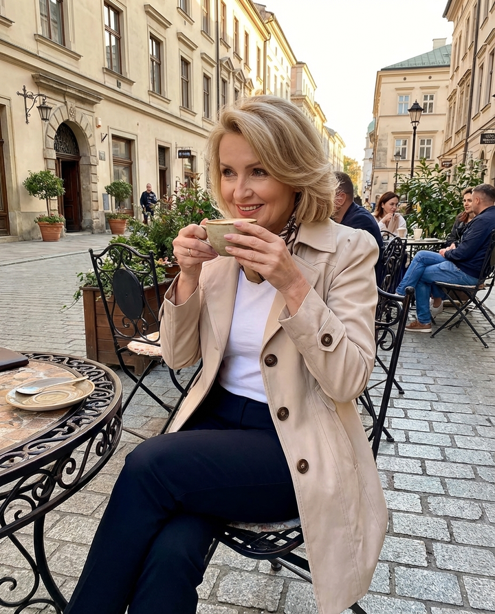 Olivia | Veste Trench Cintrée Col Tailleur & Boutons Chocolat