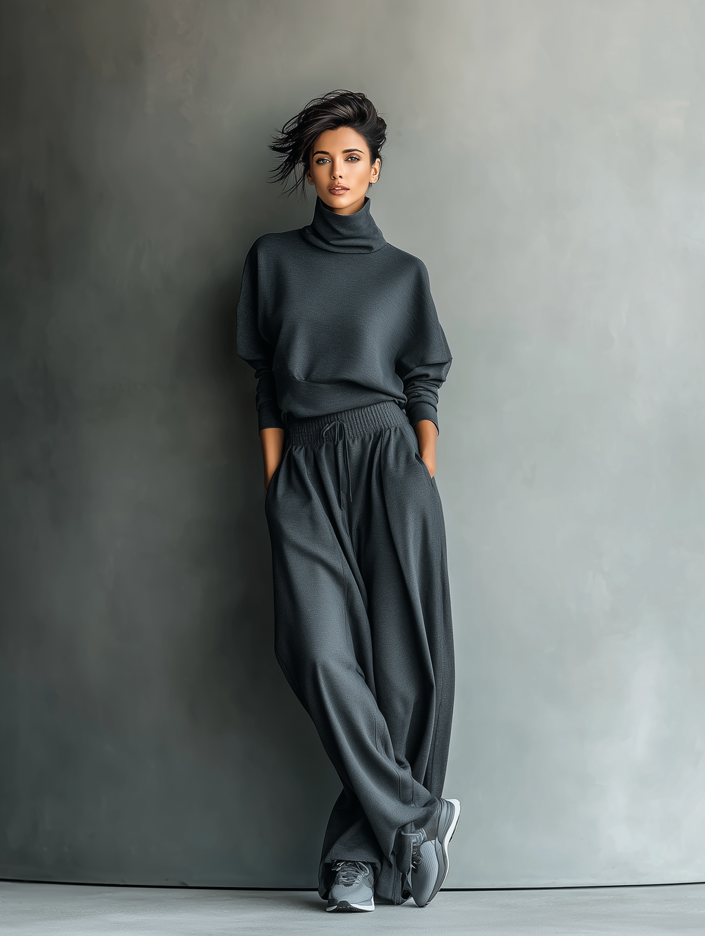 Emma | Ensemble en Tricot Col Montant Pantalon Large