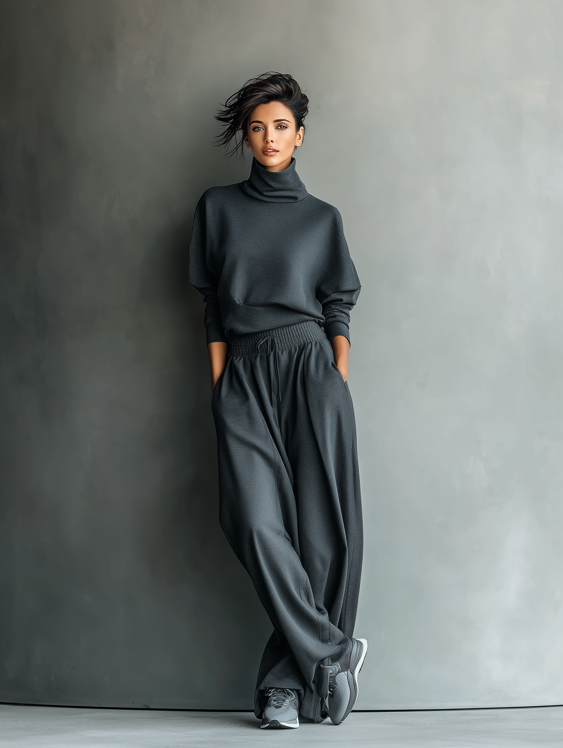 Emma | Ensemble en Tricot Col Montant Pantalon Large