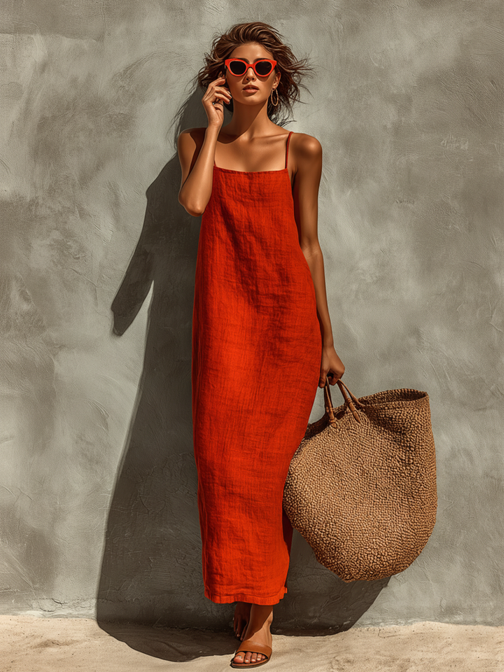 Robe Femme Avec Bretelles Fines & Décolleté Carré