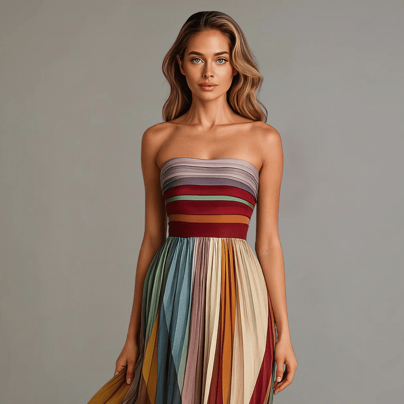 Lina | Robe Maxi Sans Manches Multicolore