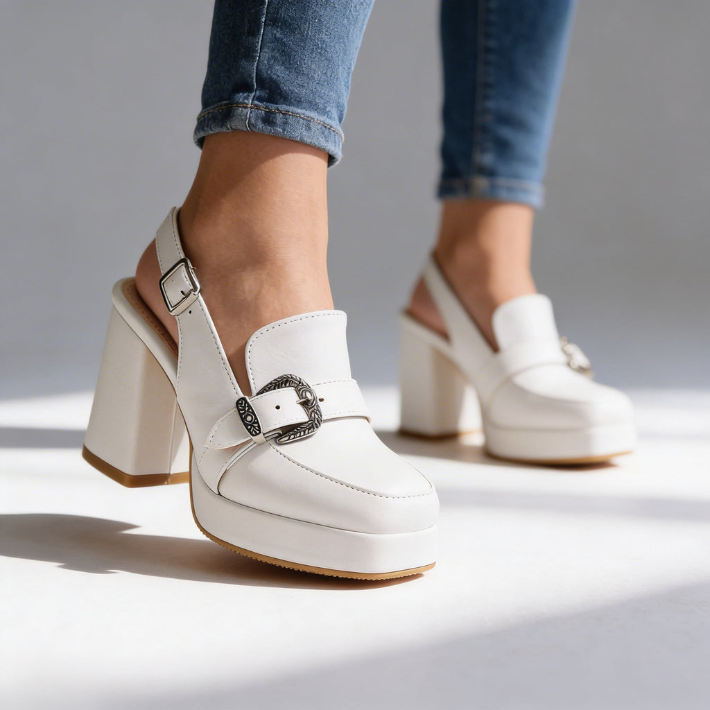 Arianna | Slingback Plateforme à Boucle & Talon Bloc