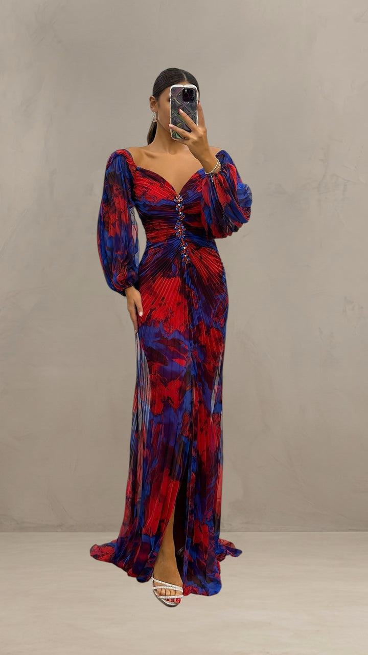 SOPHIE | ROBE DE SOIRÉE LONGUE PLISSÉE