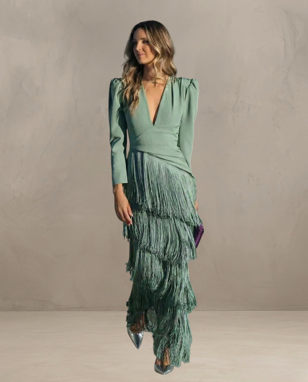 KLARA | ROBE ÉLÉGANTE AVEC MANCHES À FRANGES