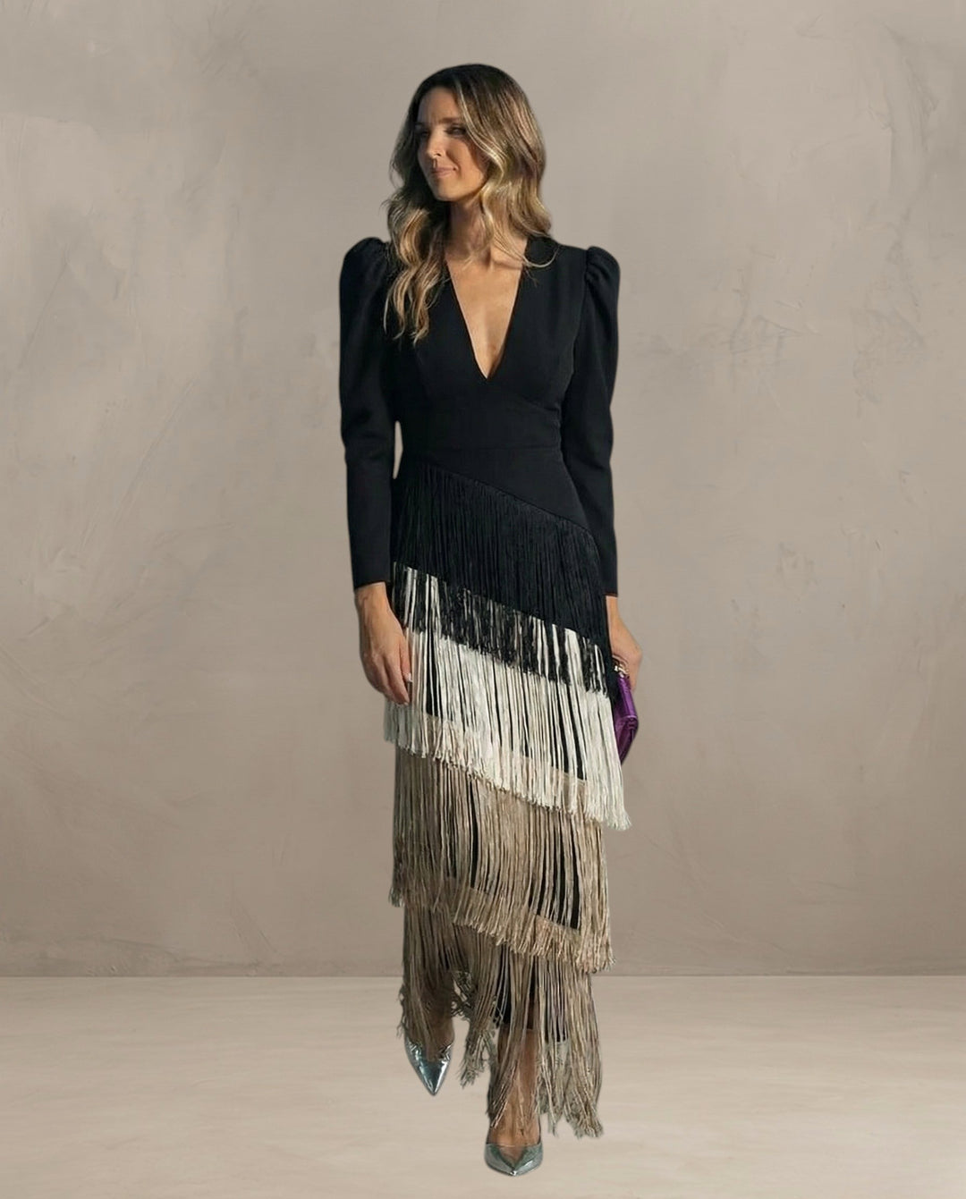 KLARA | ROBE ÉLÉGANTE AVEC MANCHES À FRANGES