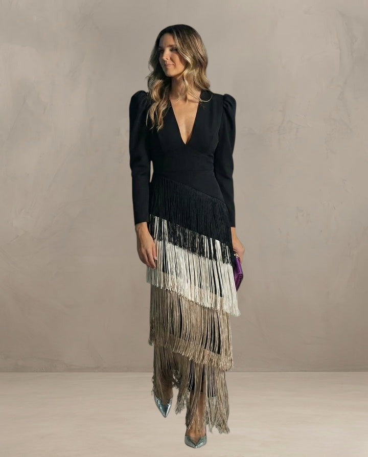 KLARA | ROBE ÉLÉGANTE AVEC MANCHES À FRANGES