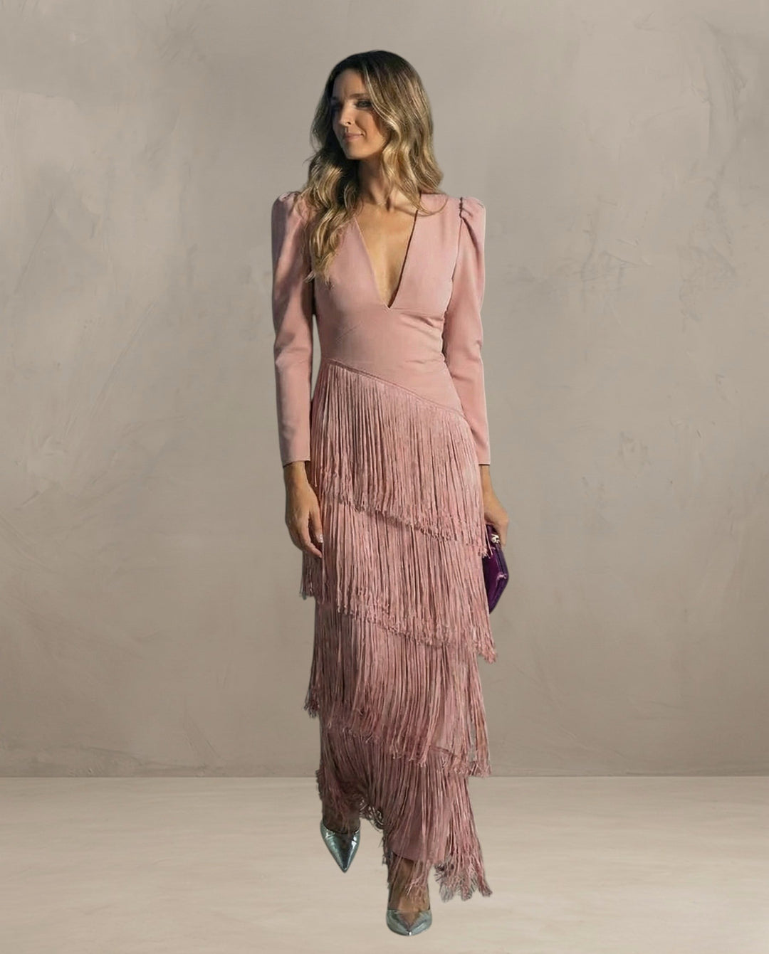 KLARA | ROBE ÉLÉGANTE AVEC MANCHES À FRANGES
