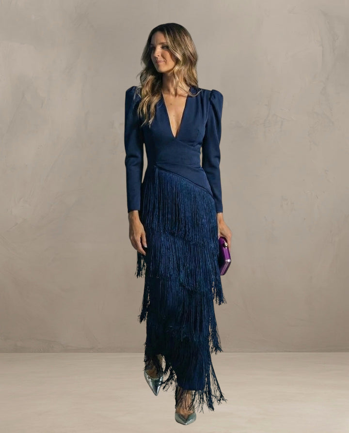 KLARA | ROBE ÉLÉGANTE AVEC MANCHES À FRANGES