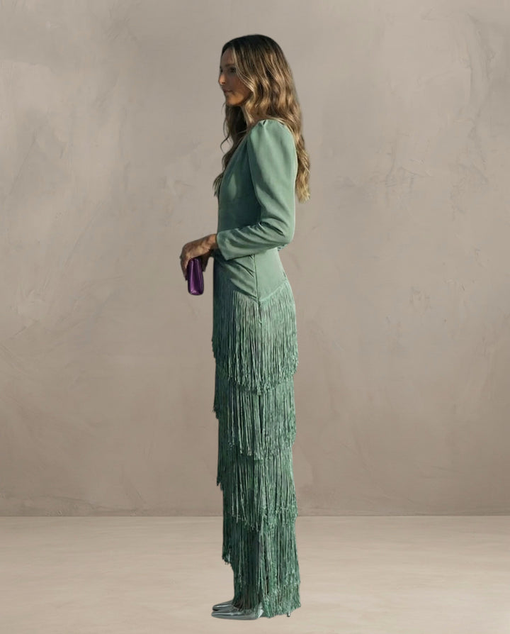 KLARA | ROBE ÉLÉGANTE AVEC MANCHES À FRANGES