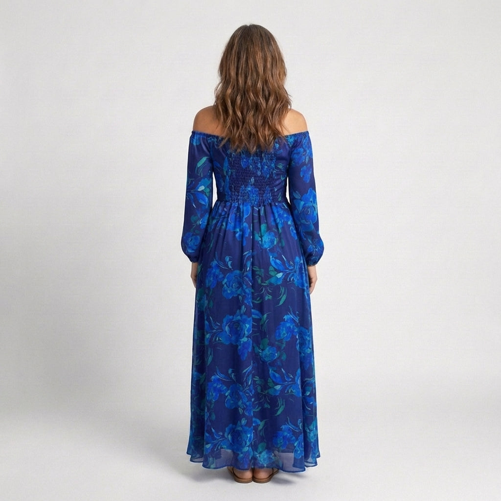 Aspen | Robe Maxi Fleurie à Épaules Dénudées