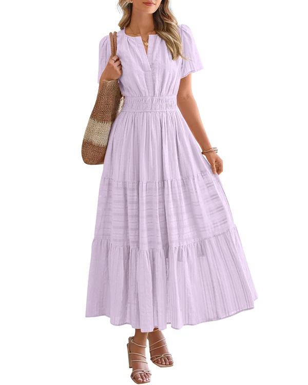 Sophie | Robe Maxi Évasée à Taille Froncée