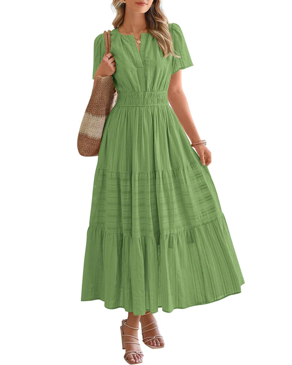 Sophie | Robe Maxi Évasée à Taille Froncée