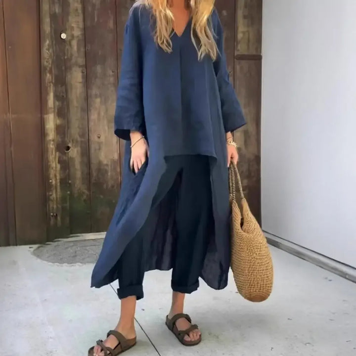 Lucía | Ensemble Décontracté avec Gilet Long et Pantalon à Jambes Larges