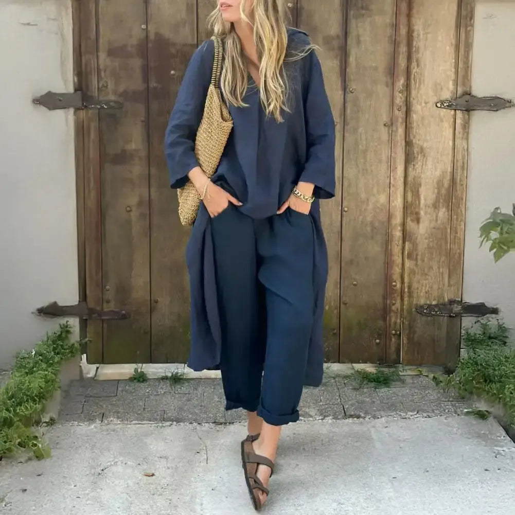 Lucía | Ensemble Décontracté avec Gilet Long et Pantalon à Jambes Larges