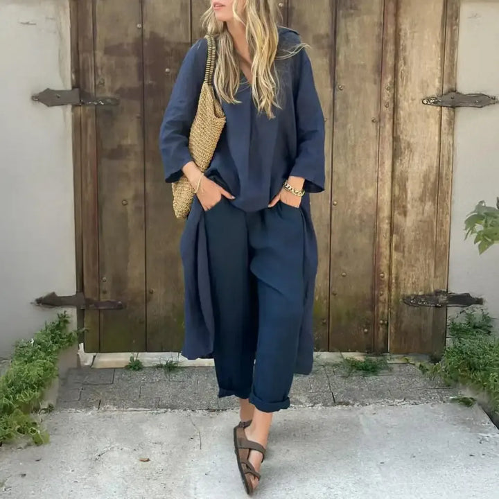 Lucía | Ensemble Décontracté avec Gilet Long et Pantalon à Jambes Larges