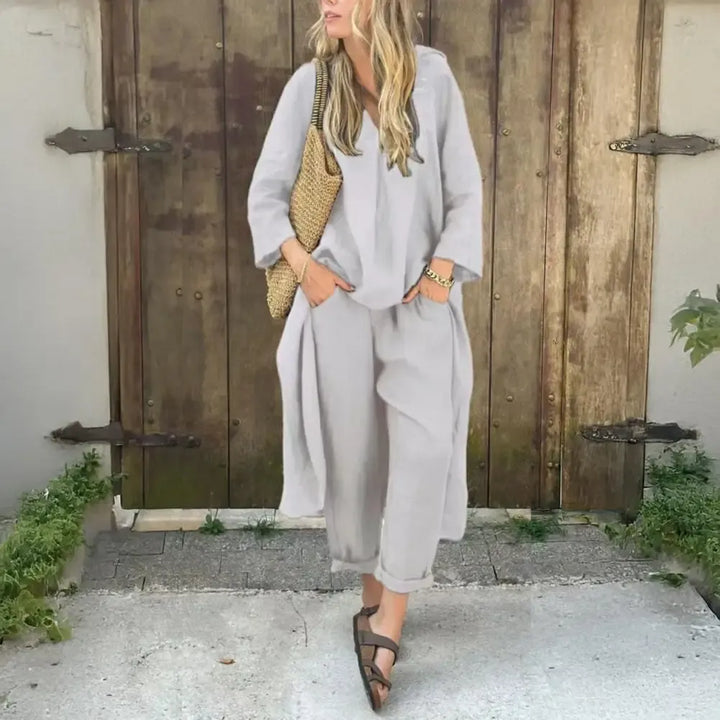 Lucía | Ensemble Décontracté avec Gilet Long et Pantalon à Jambes Larges