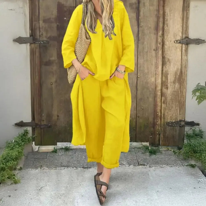 Lucía | Ensemble Décontracté avec Gilet Long et Pantalon à Jambes Larges