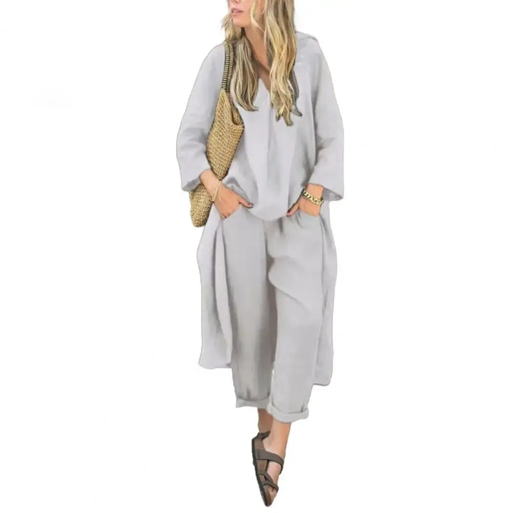 Lucía | Ensemble Décontracté avec Gilet Long et Pantalon à Jambes Larges