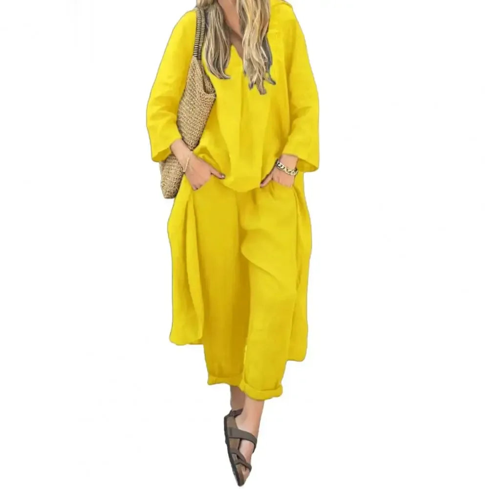 Lucía | Ensemble Décontracté avec Gilet Long et Pantalon à Jambes Larges