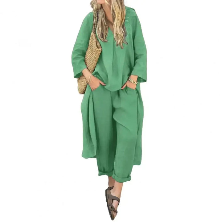 Lucía | Ensemble Décontracté avec Gilet Long et Pantalon à Jambes Larges