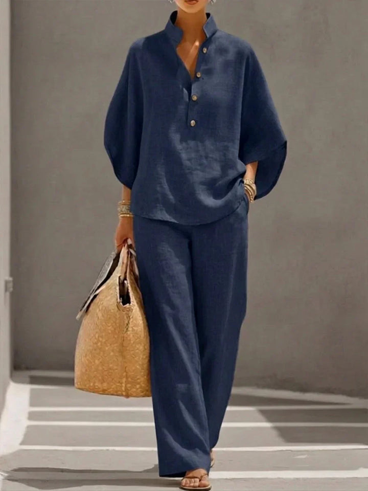 Maribel | Ensemble haut à manches chauve-souris et pantalon large