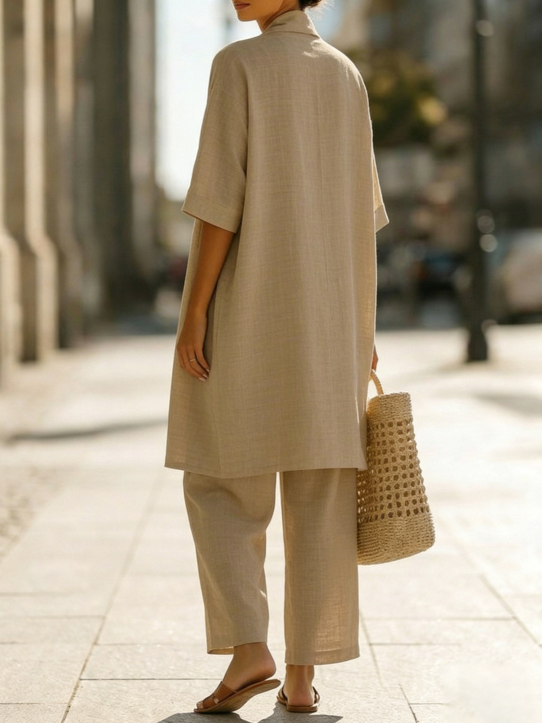 Elena | Ensemble Trois Pièces Minimaliste en Coton et Lin