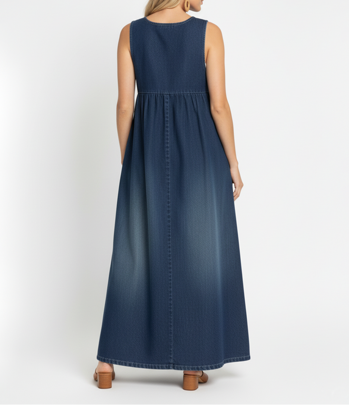 Karen | Robe Maxi en Denim Doux Lavé Vintage