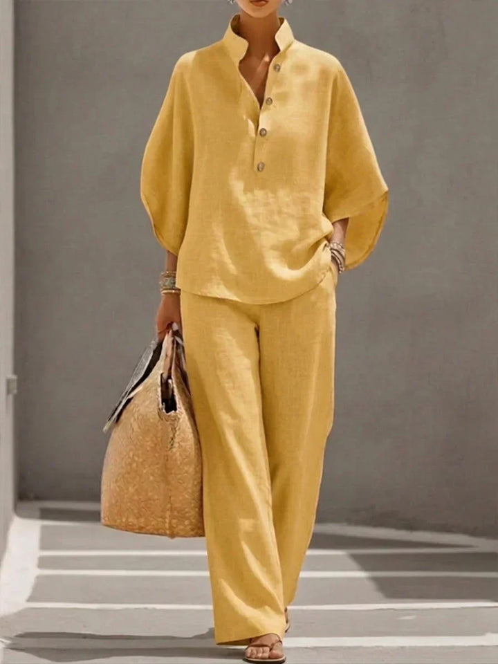 Maribel | Ensemble haut à manches chauve-souris et pantalon large