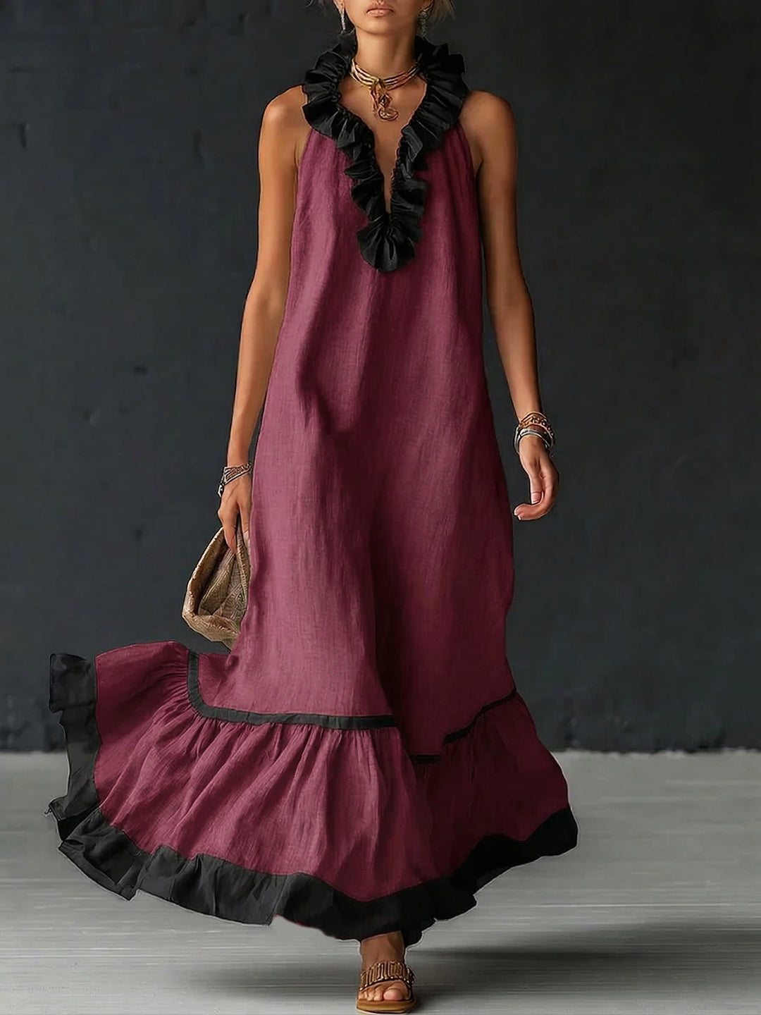 Élodie | Robe Maxi Romantique À Volants Élégante