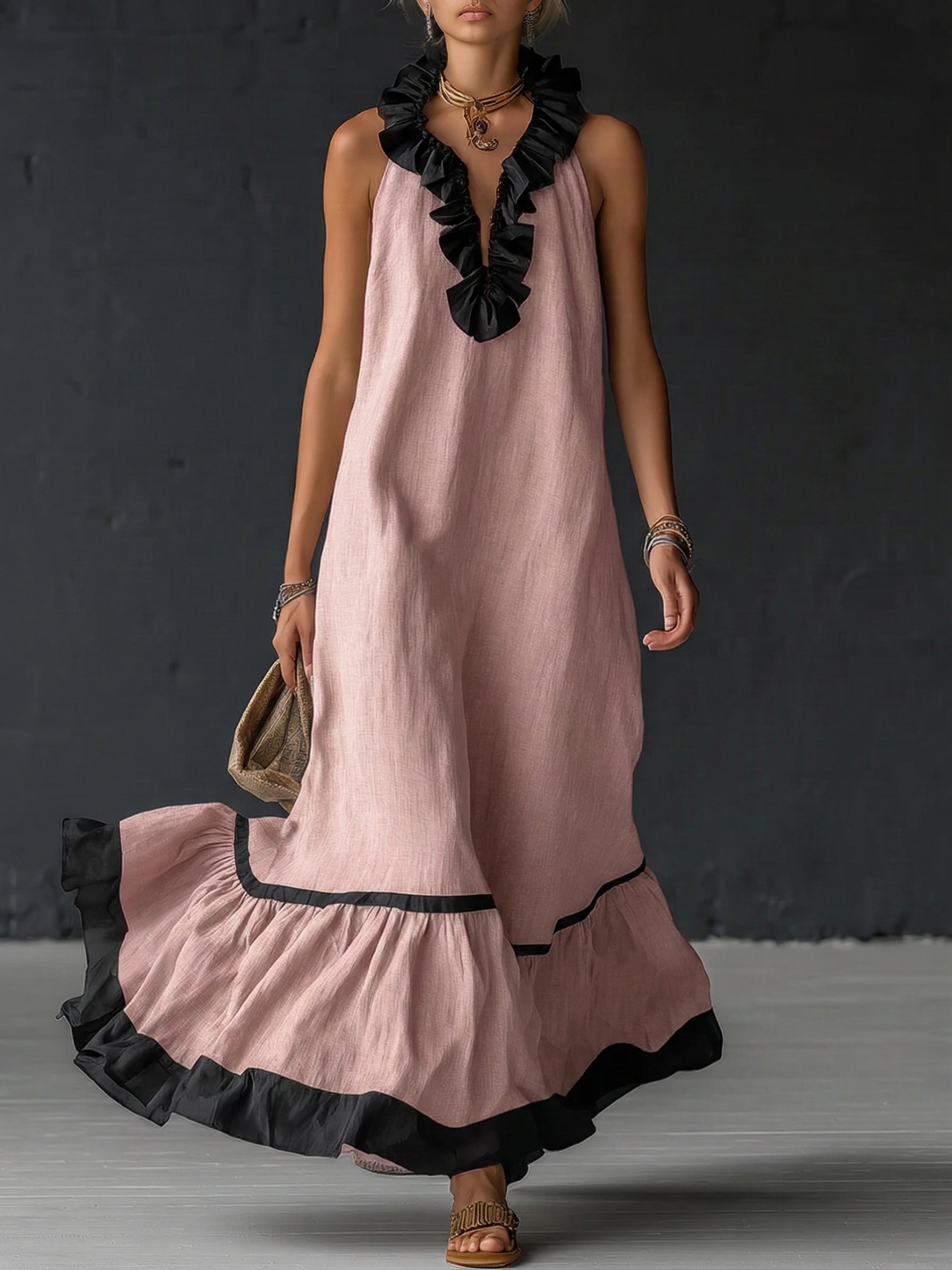 Élodie | Robe Maxi Romantique À Volants Élégante