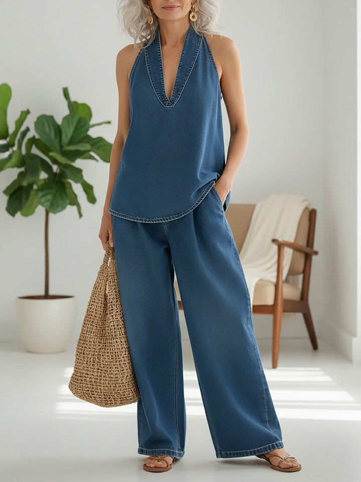 Ivy | Ensemble Deux Pièces en Jean Vintage Lavé Doux