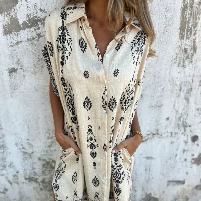 Emmeline | Robe Chemise Imprimée avec Poches