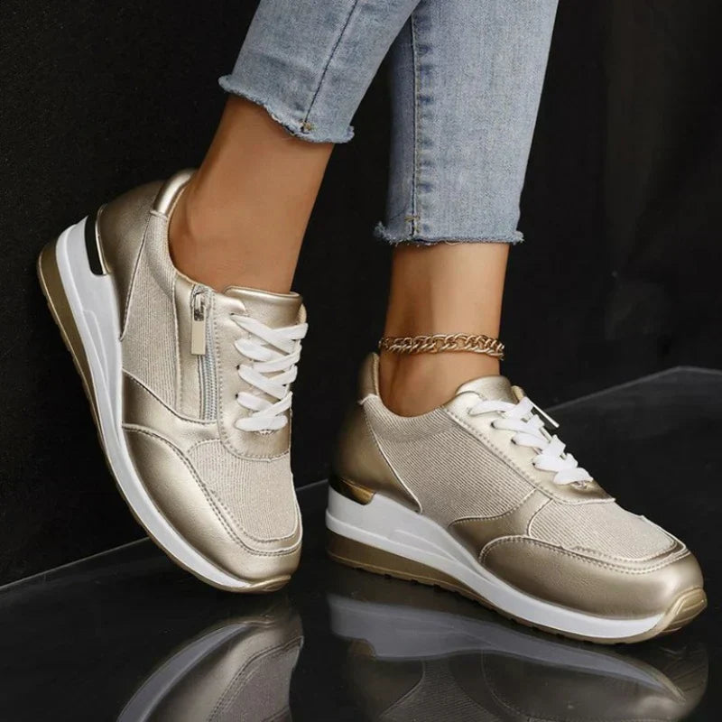 Nouvelles Baskets À Lacets Et Fermeture Éclair Latérale Pour Femmes