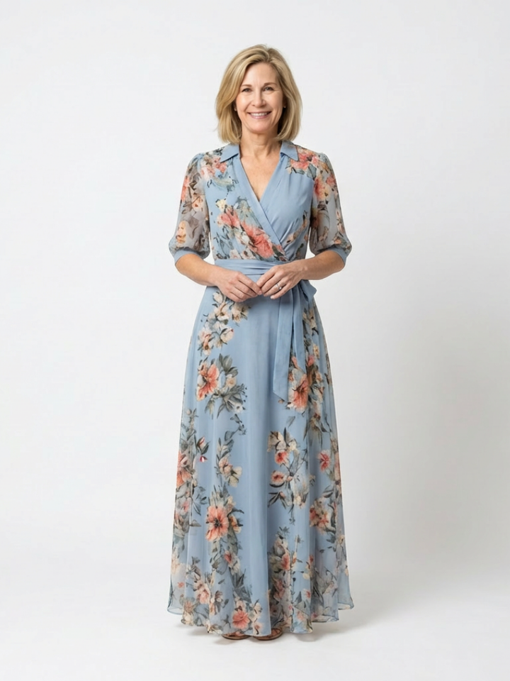 Elowen | Robe Maxi V Enveloppante à Imprimé Floral