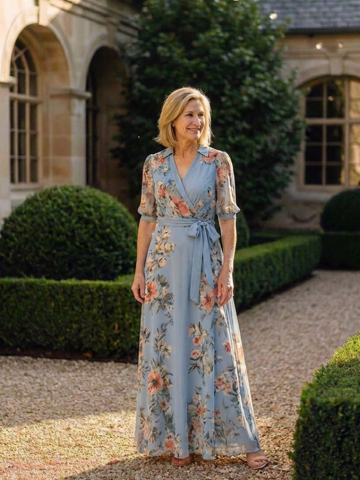 Elowen | Robe Maxi V Enveloppante à Imprimé Floral