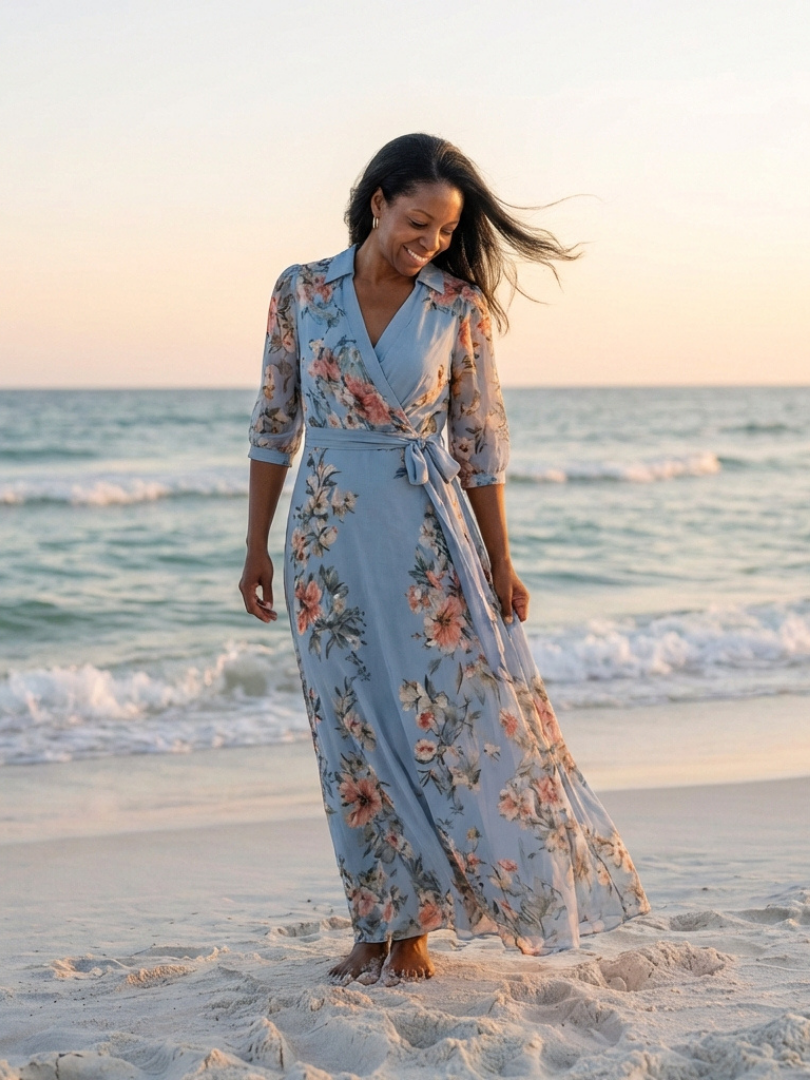 Elowen | Robe Maxi V Enveloppante à Imprimé Floral